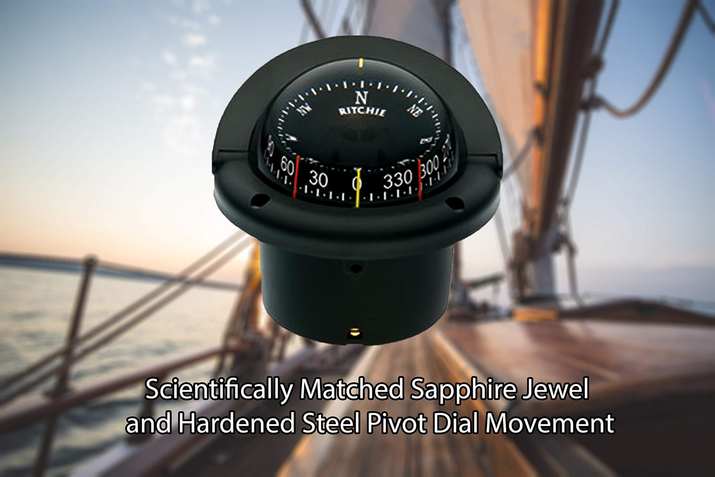 Ritchie Navigation Compass, Flush Mount, 3.75" Combi, Black
