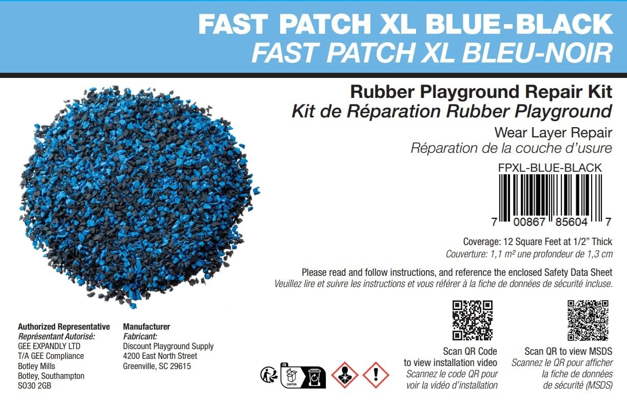 Fast Patch Poured-in-Place Surfacing Repair Kit Fix Rubber Playground (Blue/Black, XL)