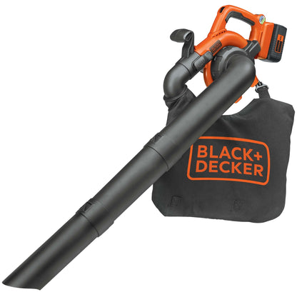 BLACK+DECKER Leaf Blower Cordless Leaf Vacuum and Mulcher Combo Kit, Battery and Charger Included, 40V 120 mph Air Speed, 6-Speed Dial, Built-in Scraper with Collection Bag (LSWV36)