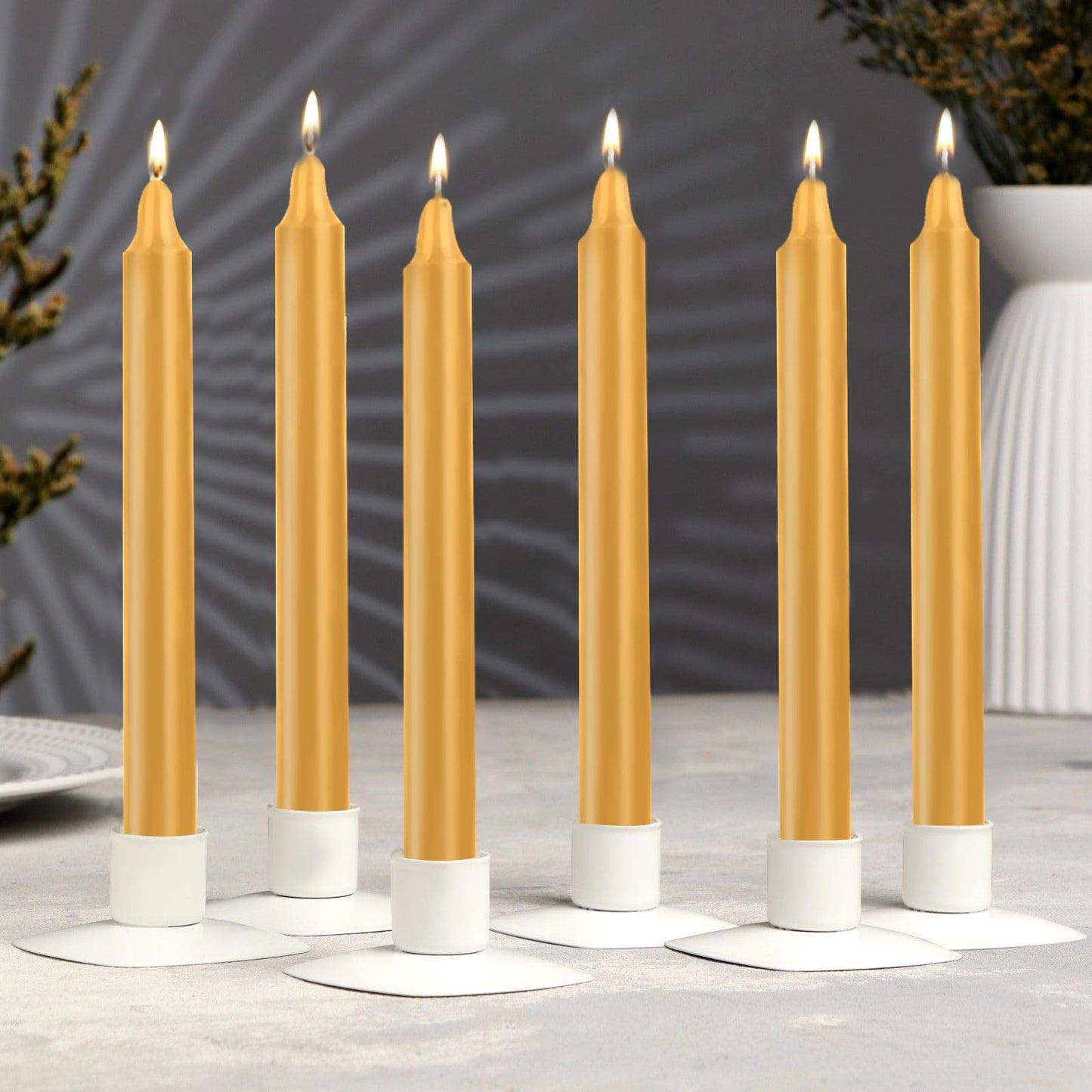 24 Pack Golden Spell Chime Candles – Premium Mini Unscented Taper Candles for Rituals, Prayer, Meditation, Altar, Spells – 4" Tall – Ideal for Witches & Spiritual Practices