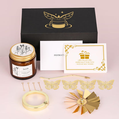 Butterfly Gifts for Women, Rotatable Lavender Scented Candle Gifts for Mom Wife Anniversary Valentine's Day Christmas, Unique Birthday Gift for Sister Girlfriend with Gift Box