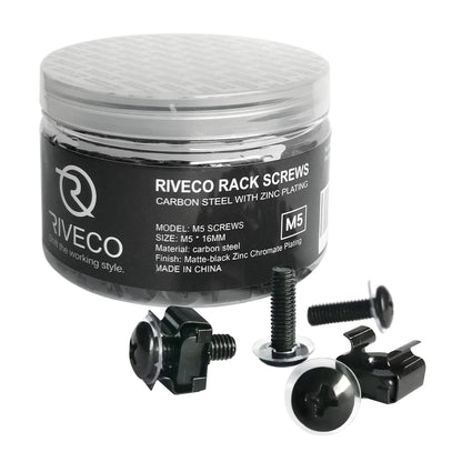 RIVECO 6U Network Rack with Top & Bottom Vented Plates- 4 Rolling Wheels Floor Standing Rack for 19" Equipment & Stereo Gear- Including Basic Rail Mount PDU Power Strip & M5 Screws 50 Sets