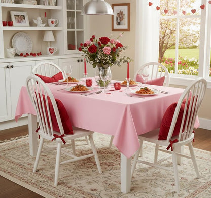 sancua Rectangle Tablecloth - 60 x 84 Inch - Stain and Wrinkle Resistant Washable Polyester Table Cloth, Decorative Fabric Table Cover for Dining Tables, Buffet Parties and Camping, Valentines Pink