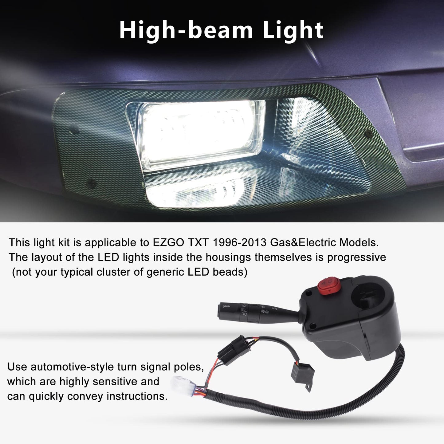 NOKINS golf cart LED Light Kit.for EZGO TXT 1996-2013 Models Light Kit Replacement, Upgraded Golf Cart LED Headlight And Scanning Tail Light Kit