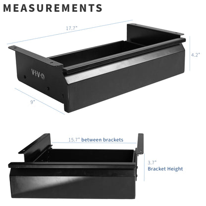 VIVO 16 Inch Under Desk Slide out Drawer without Shell, Home Office Storage Organizer, Steel, Black, DESK-AC03A-B