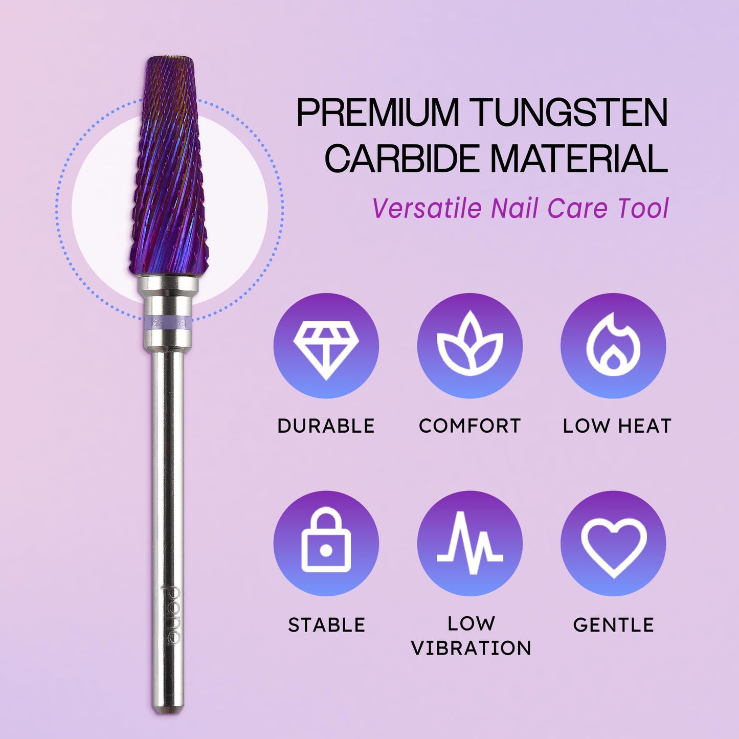 PANA Nail Carbide 5 in 1 Bit - Two Way Rotate use for Both Left and Right Handed - Fast Remove Acrylic or Hard Gel - 3/32" Shank - Manicure, Nail Art, Drill Machine (Fine - F, Silver)