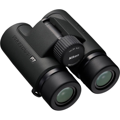 Nikon PROSTAFF P7 10x30 Binoculars Waterproof Fogproof Compact Bundle with LED Flashlight + ProStaff Suspender Harness Binocular Strap + Cleaning kit + Pro Sling Backpack + Floating Strap