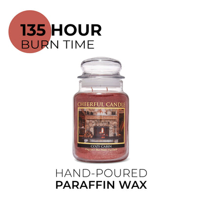 A Cheerful Giver - Cozy Cabin Scented Glass Jar Candle (24 oz) with Lid & True to Life Fragrance Made in USA