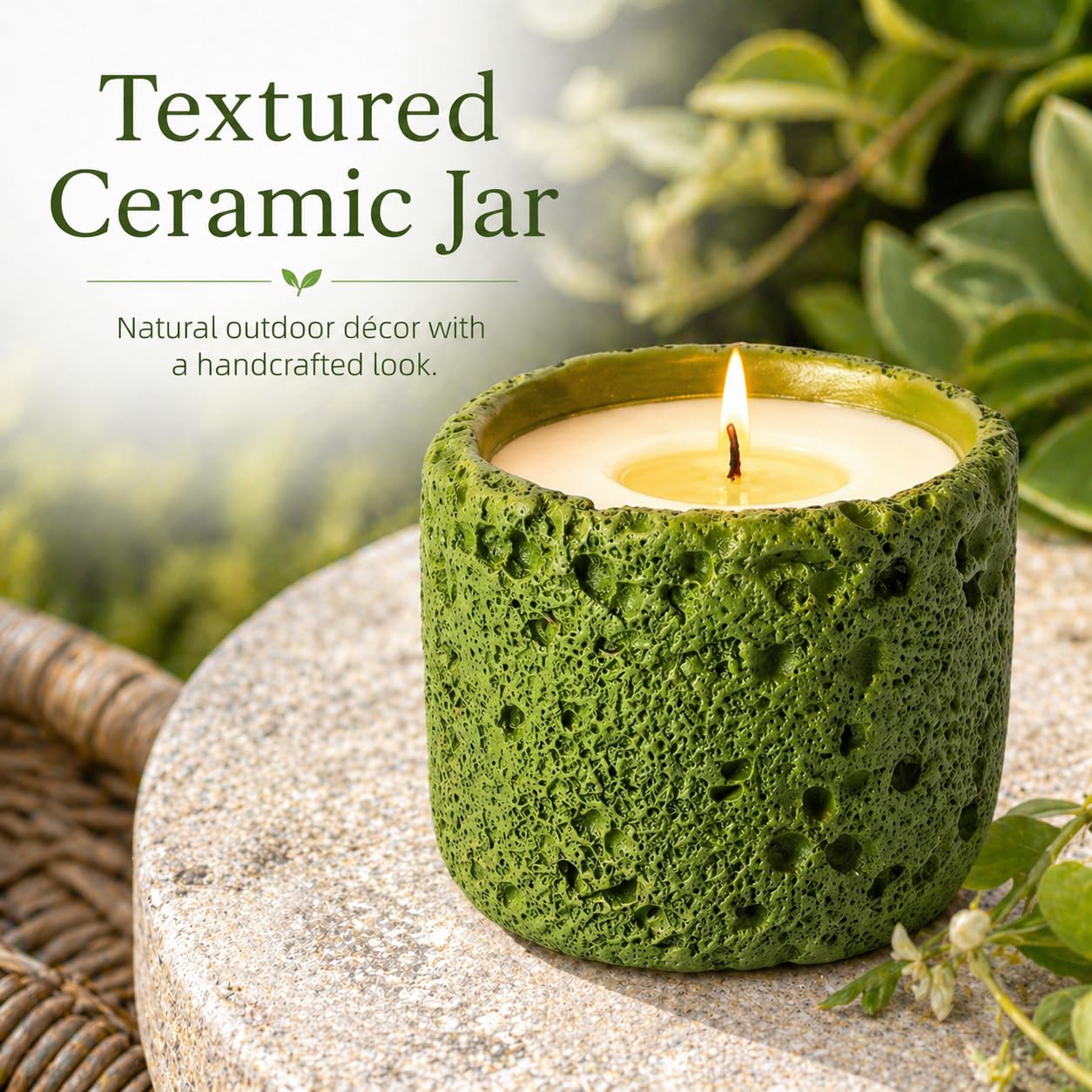 Viyffo 6oz Citronella Candle Outdoor, Small Citronella Candle Indoor, Candles for Home Scented, Non Toxic Soy, Green Ceramic Jar for Patio, Backyard Décor & Camping Gift (12+ Hours Burn)