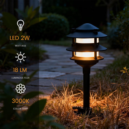 MULANDI 6 Pack Pathway Lights Outdoor, Metal IP54 Waterproof Bright Integrated LED Landscape Light for Walkway Garden Yard Patio Decoration, 3000K Warm White, Black, ETL, UL