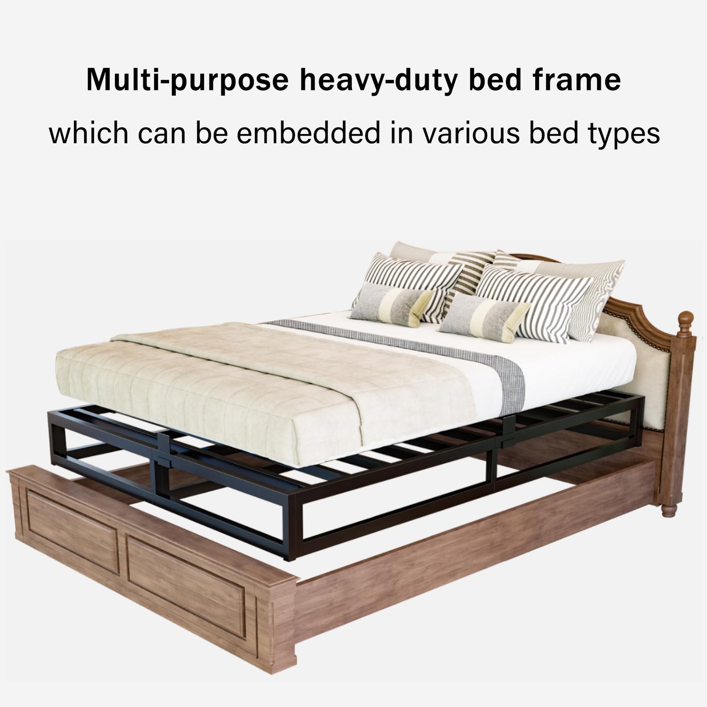 Bilily 14 Inch Full Bed Frame with Sturdy Steel Slat Support,Heavy Duty Metal Platform Full Size Mattress Foundation,No Box Spring Needed,Easy Assembly,Noise Free,Black