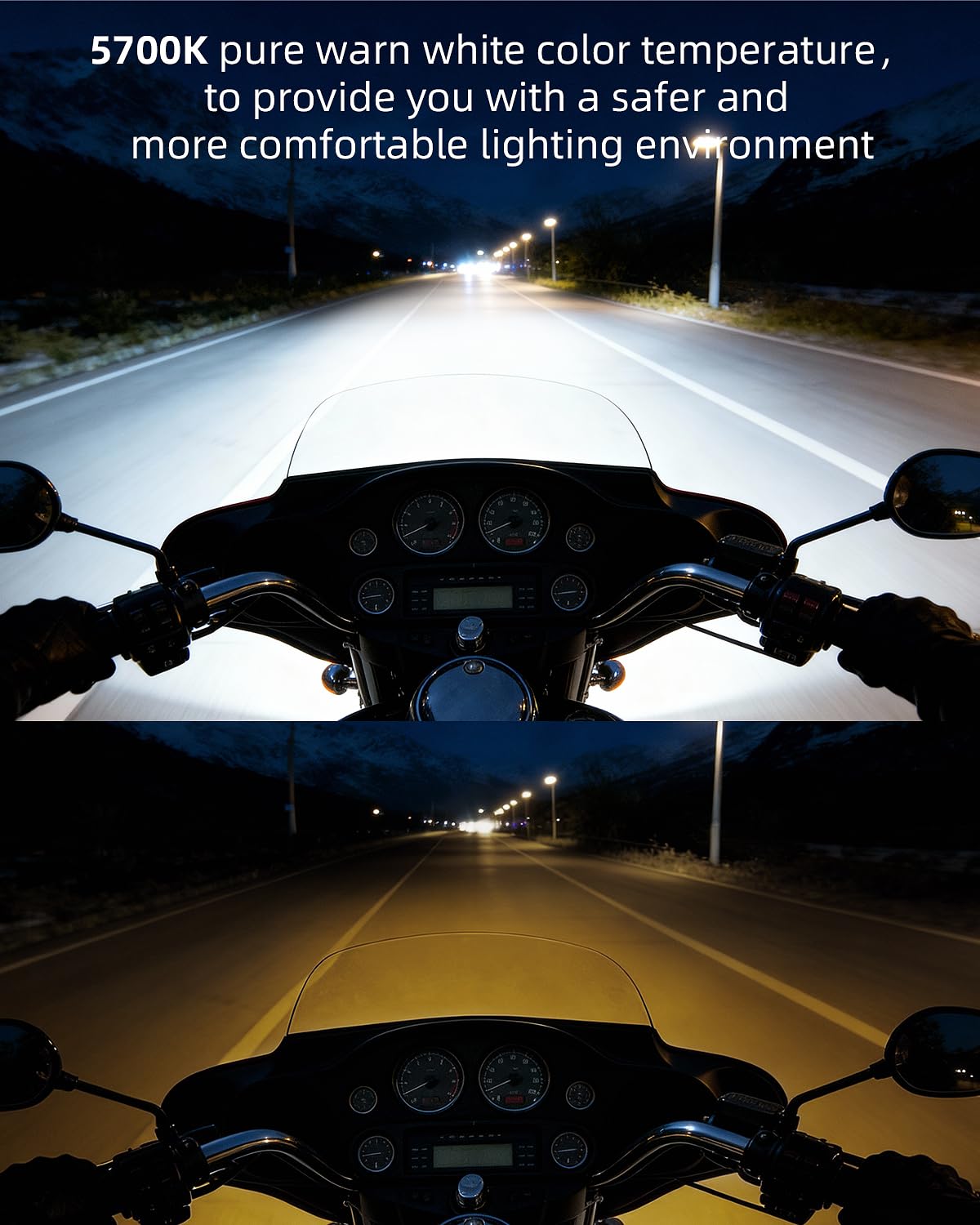 LX-LIGHT DOT Approved 270° LED Dual Headlight with High Low Beam Amber DRL Compatible with Road Glide 2003-2014, Black