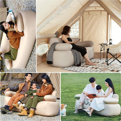 ZTOONE Inflatable Sofa with Built-in Air Pump Rechargeable, Inflatable Couch Support 880 lbs,Blow Up Couch for Camping Home,Travel,Picnic