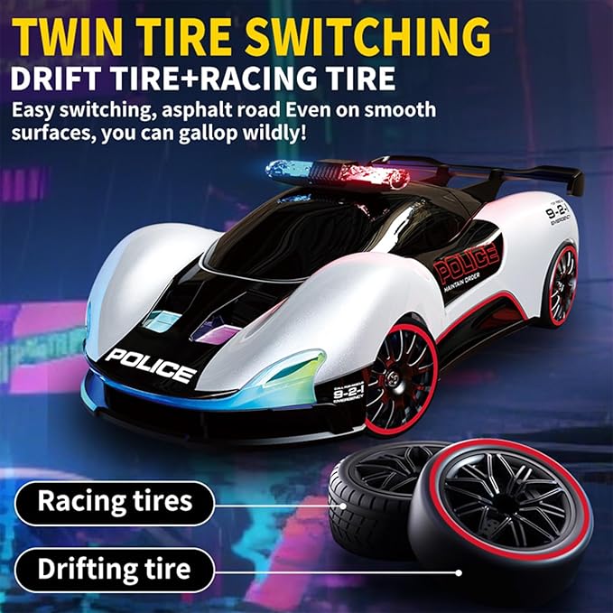 1:20 Scale Remote Control Drift Car 4WD 2.4GHz Racing Sport Toy RC Car with LED Lights Racing and Drift Wheels (Green)