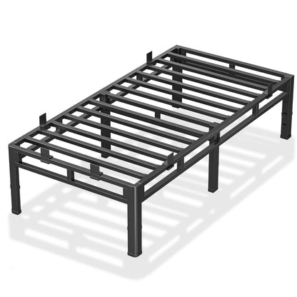 ROIL 16 Inch Twin Size Bed Frame, Double Layer Metal Bed Frame with Round Corner Legs, 4000LBS Bed Frame & Box Spring 2 in 1 Platform with Headboard Holes Mattress Baffles, Noise-Free Easy Assembly