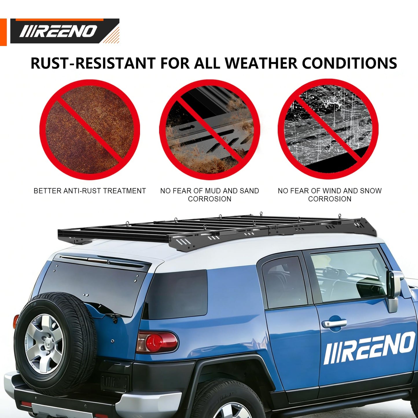 IIIREENO Overland Roof Rack Platform for Toyota FJ Cruiser 2007–2016, Heavy Duty Aluminum Roof Rack, 1000 lbs Static / 500 lbs Dynamic Load, LED Light Bar Compatible, No-Drill Installation