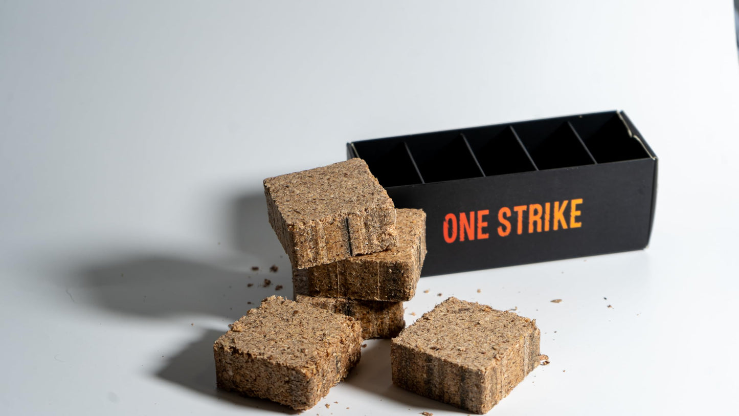 One Strike Fire Starters – Waterproof, Eco-Friendly Wood & Wax Cubes, 30+ Min Burn, for Camping, Grill, Fireplace & Fire Pit (125 Count)