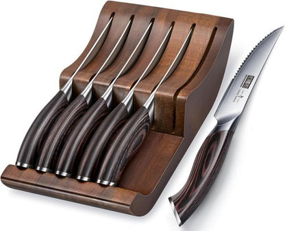 HOSHANHO Steak Knives Set - 6-Piece Japanese High Carbon Steel with Ergonomic Handles | 4.5 Inch Serrated Blades
