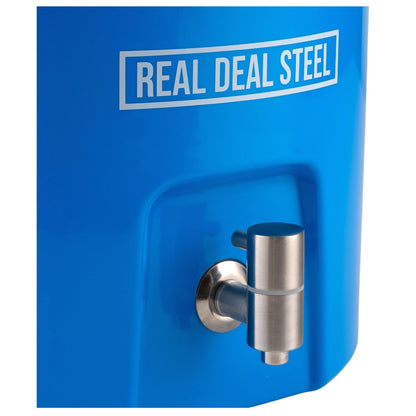 Insulated Beverage Dispenser for Hot Drinks - Hot Cocoa and Coffee - 2 Gallon with Stainless Steel Interior- Portable Sports Drink Dispenser for Camping, Outdoor Events, Parties, & More - Blue