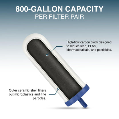 Armour Water Filter System - Stainless Steel Countertop Gravity Water Filter Dispenser with 2 Coldstream FTO Filters for PFAS, Fluoride, Lead, Bacteria - NSF Certified Water Dispenser