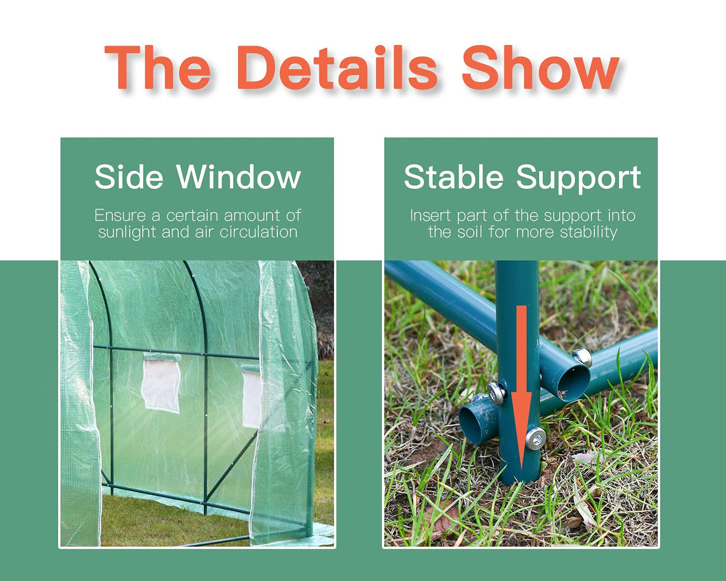 Greenhouse 10'xW7'xH7' Walk-in Greenhouses for Outdoors Mini Greenhouse Greenhouse Plastic with Rolling-up Door and 2 Vents,Green