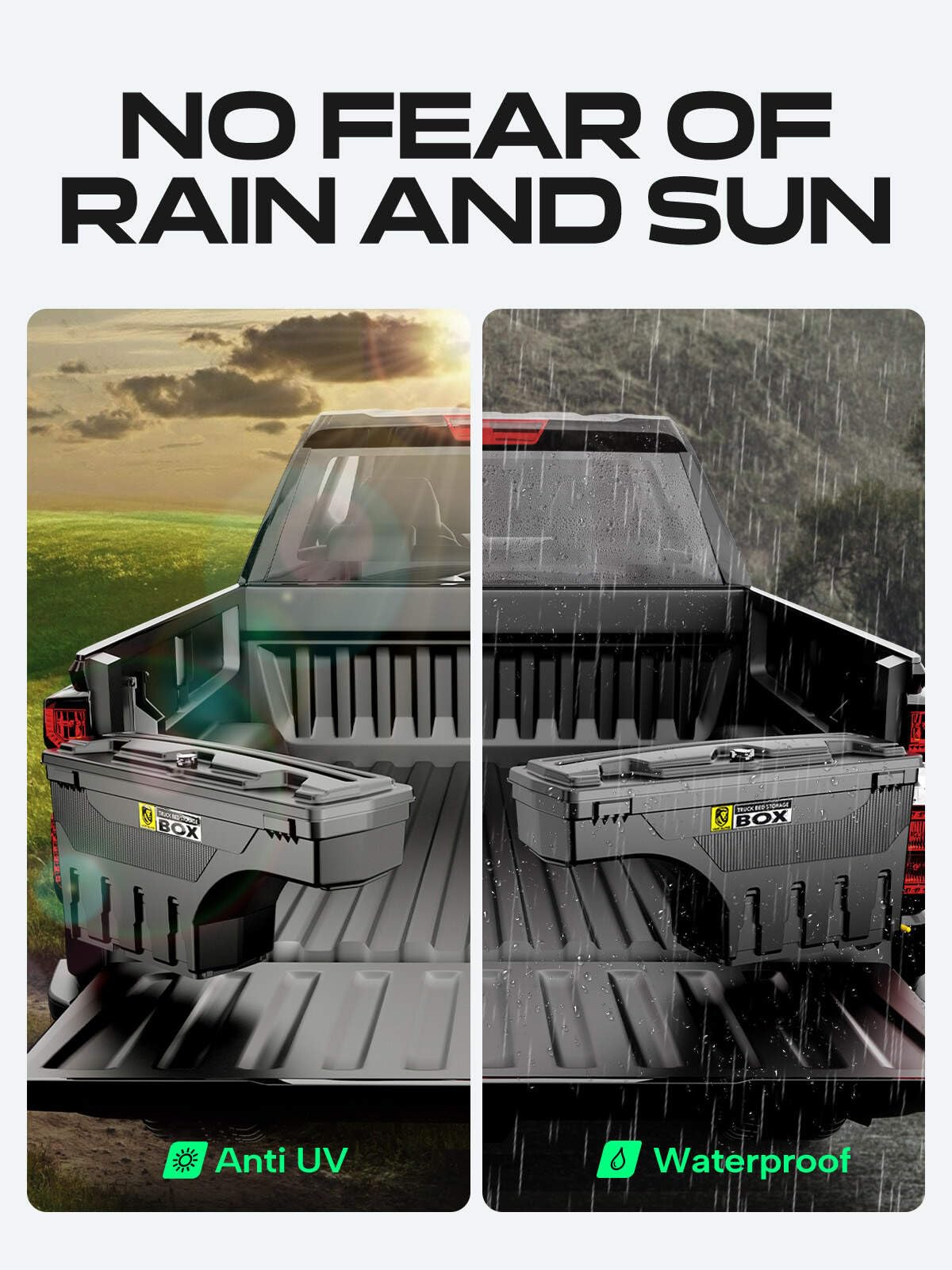 YHTAUTO Truck Bed Storage Tool Box Lockable Compatible with Ford Ranger 2019 2020 2021 2022 2023, Passenger Side, Not Fit the Model with Bed Liner, Swing Waterproof Wheel Well Toolbox