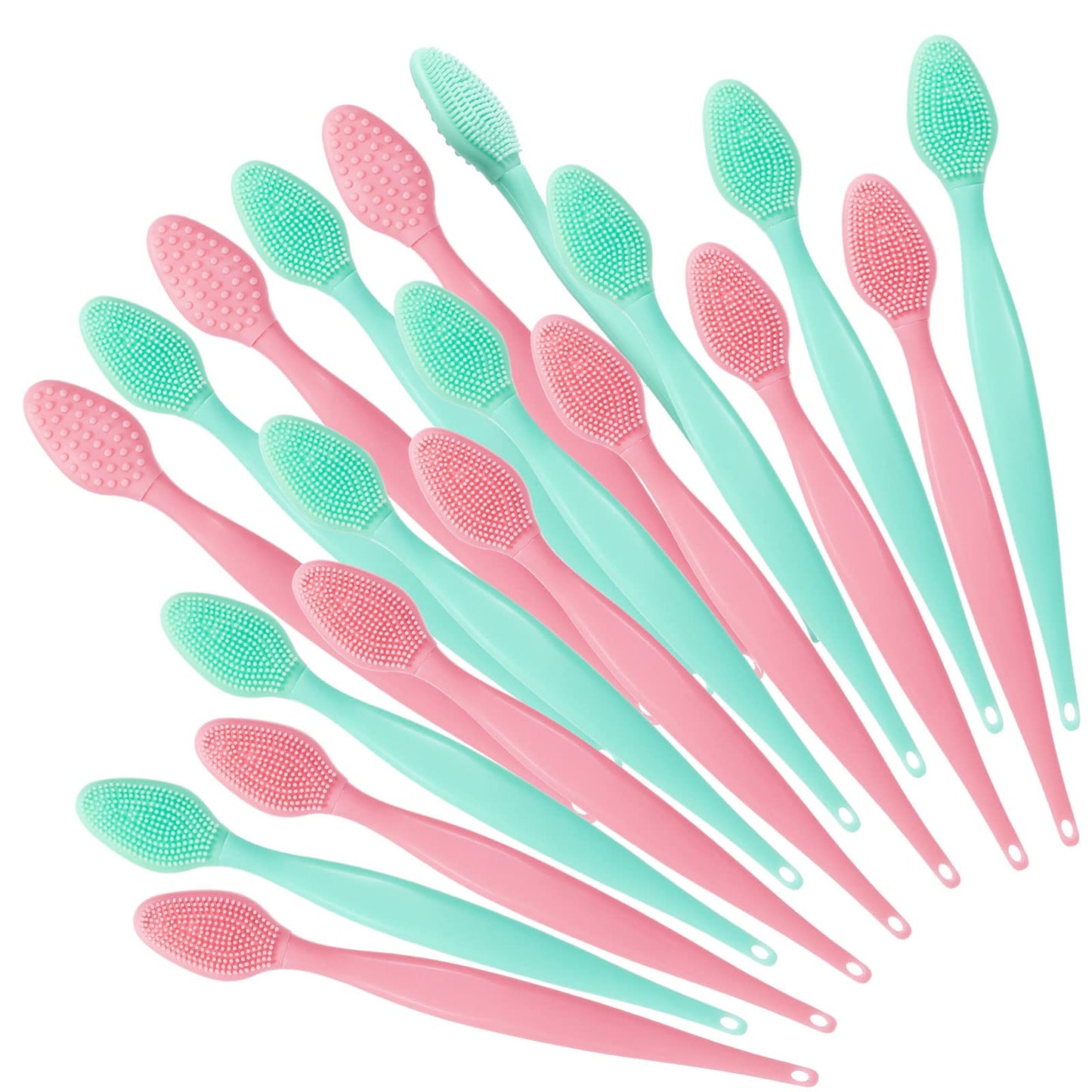 Silicone Facial Cleansing Brush 3 Pack, Beomeen 4 in 1 Handheld Face Scrubber for Deep Gentle Exfoliating, Double-Ended Face Wash Scrub Brush for Face Skincare and Massage (Green)