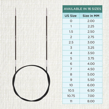 KnitPro Karbonz Fixed Circular Needle 32"(80cm) | US Size 1 (2.25mm)