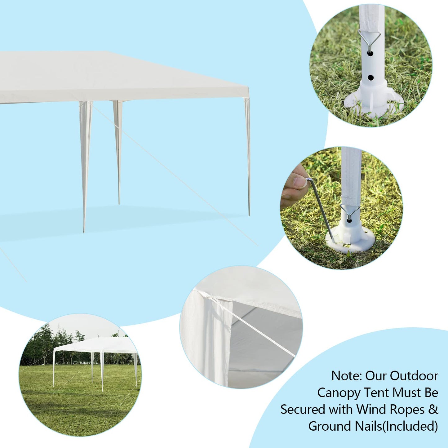 Tangkula Outdoor 10 x 20 Feet Canopy Tent, Party Wedding Tent with Removable Walls, Portable Canopy Shelter Gazebo Pavilion for Event, Backyard, White Tent w/Carry Bag (4 Sidewalls)