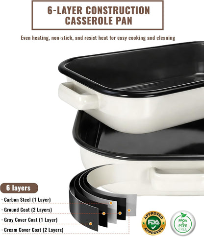 Skiennix Casserole Dishes Set - 6-Pack Oven Lasagna Pans with Handles & Racks | 14 & 17 Inch Non-Stick Bakeware