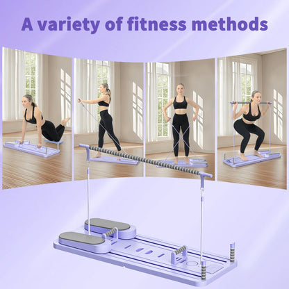 VigorEdge Pilates Board - Pilates Reformer Set, Multi-Purpose Foldable Pilates Reformer Board for Home,11 in 1 Pilates Equipment (Purple)