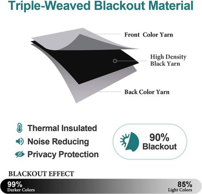 ChrisDowa Blackout Curtains - Thermal Insulated Room Darkening Panels for Bedroom & Living Room (Light Grey, 52W x 95L)