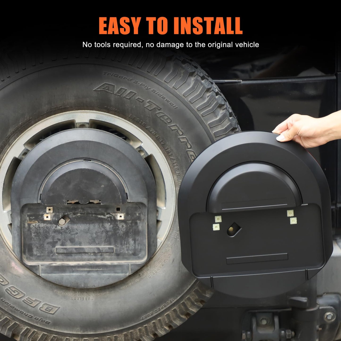 Spare Tire License Plate Frame for Hummer H2 2003-2009 Accessories, Back Spare Wheel Stowage Cover Tag Holder, Rear License Plate Mount Bracket Replacement OEM: 25782333 (Matt Black+Silver)
