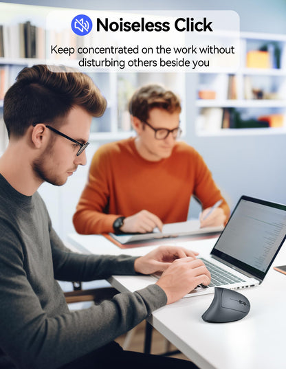 TECKNET Ergonomic Mouse, Rechargeable Vertical Ergo Mouse Wireless 800-4800 Levels 5 Adjustable DPI, Silent 2.4GHz Optical Carpal Tunnel Mouse for Right Hand, USB Wireless Mice for Laptop, PC