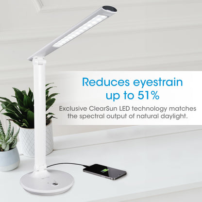OttLite Desk Lamp with USB Charging & Good Housekeeping Sanitizing Light, LED Desk Lamp, Book & Reading Lights, Touch Activated, Flexible Neck, Stand & Desk Light for Home Office