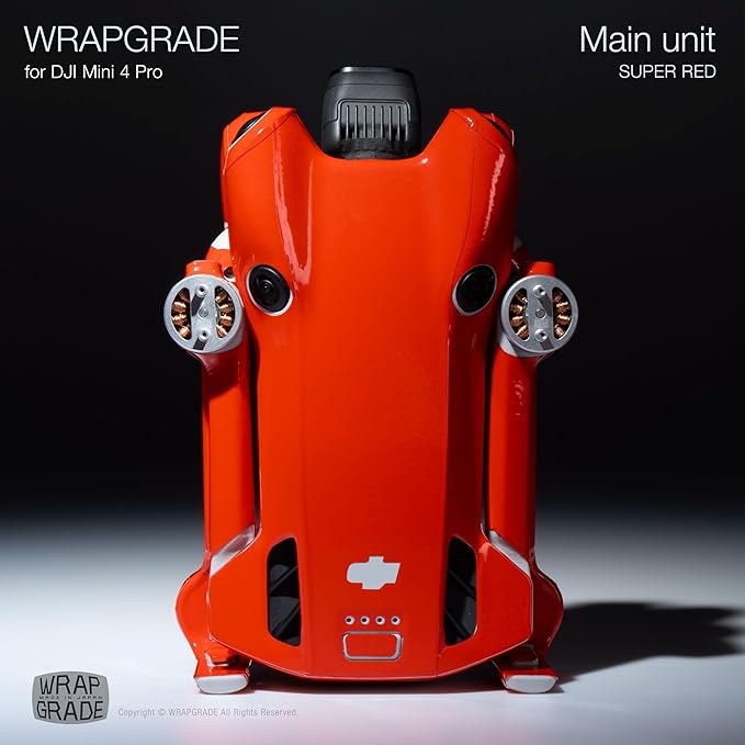 WRAPGRADE Skin Stickers Compatible with DJI Mini 4 Pro | Full Wrap (Super Red)