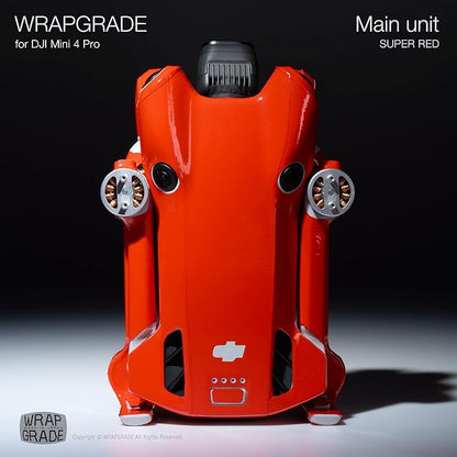 WRAPGRADE Skin Stickers Compatible with DJI Mini 4 Pro | Full Wrap (Super Red)