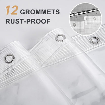 AmazerBath Heavy Duty Shower Curtain Liner - 12 Gauge Clear 72 x 72 Inches with 3 Weights & Grommets