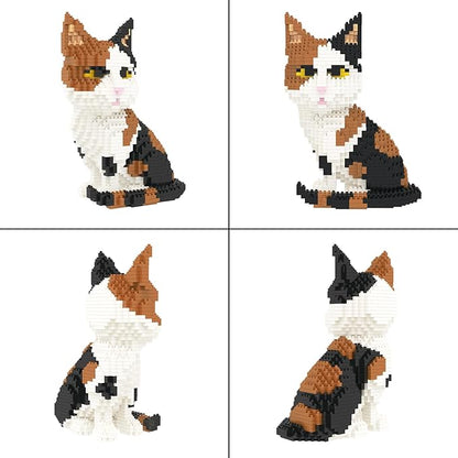 Larcele Cat Micro Building Blocks Animal Set DIY Mini 3D Building Toy Bricks1191pcs KLJM-05 (Cat Model1979)