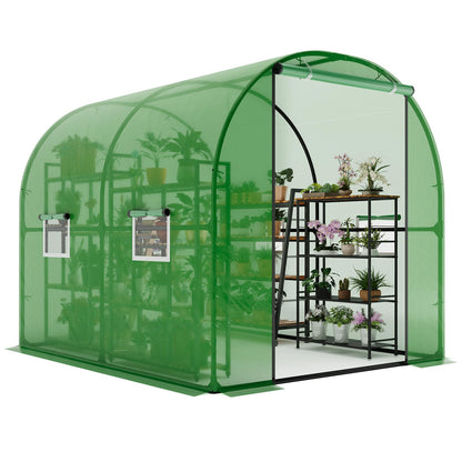 GarveeLife 8.2x6.6x6.6 ft Premium Greenhouse for Outdoors,Upgraded Portable Walk-in Heavy Duty Frame Large Garden Plant Hot Outside Hoop House,Green