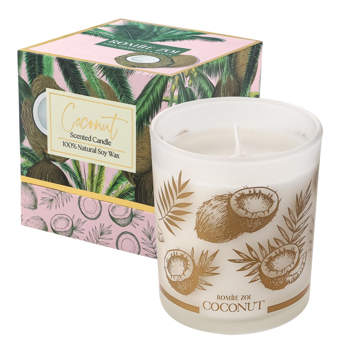 ROMIIE ZOI Scented Candle - Coconut - 6oz Aromatherapy Soy Wax Jar Candle for Home, Gifts for Women - 170g