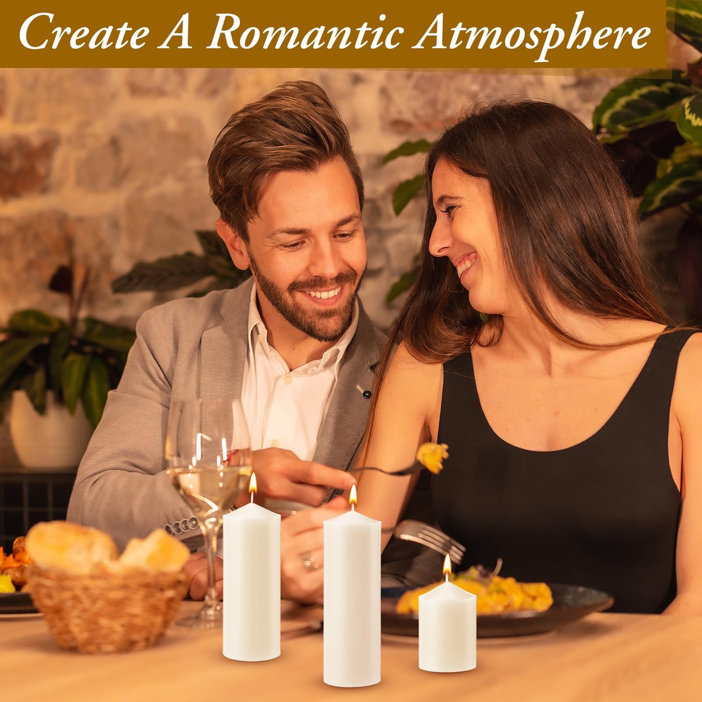 MTLEE 6 Pcs Pillar Candles 3 Set 2 in x 3, 6, 8 Inch Smokeless Dripless Unscented Pillar Candles Long Clean Burning Wax for Wedding Dinner Party Spa Emergency Ceremony Home Decor(White)