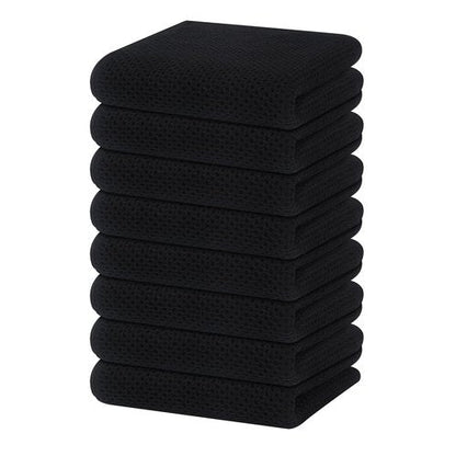 Homaxy 100% Cotton Waffle Weave Kitchen Dish Towels, Ultra Soft Absorbent Quick Drying Cleaning Towel, 13 x 28 Inches, 8-Pack, Black