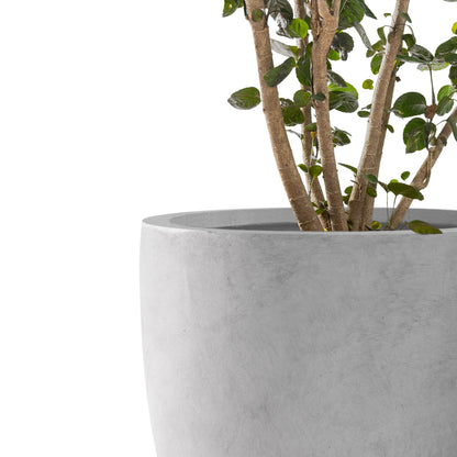 Kante 20",16.5",13.4" Dia Round Concrete Planters (Set of 3), Outdoor Indoor Modern Decorative Plant Pots with Drainage Hole & Rubber Plug for Home & Garden, Natural Concrete