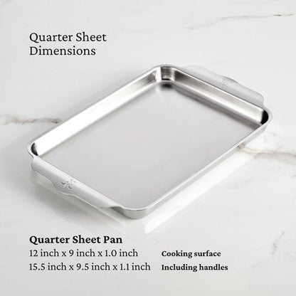 Hestan Provisions OvenBond – 3-Piece Tri-ply Baking Sheet Set Professional Stainless Steel Bakeware, Half & Quarter Sheets & Rack