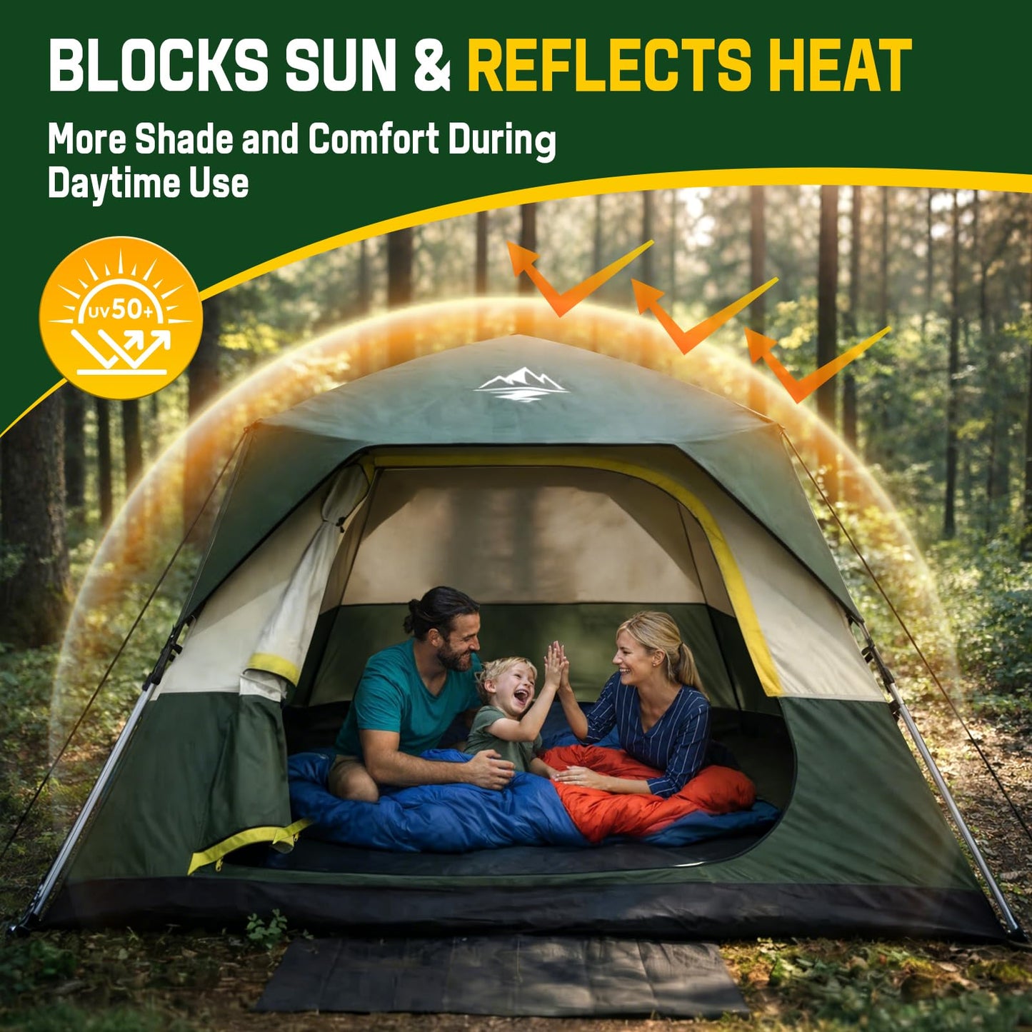 Tent 4 Person Tents for Camping - Instant Cabin Tent Setup in 50 Seconds with Rainfly & Windproof, Portable Pop Up Tents with Carry Bag for Family Outdoor Camping & Hiking