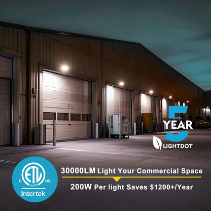 Lightdot 2 Pack 200W LED Wall Pack Lights, Wall Mount Outdoor Exterior Lighting, 100-277V, 30000LM Dusk-to-Dawn, IP65 ETL, 60ft Coverage Area, Parking Lots, Building Exteriors, Backyard/Factory
