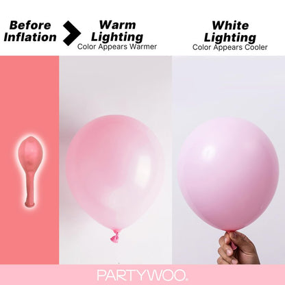 PartyWoo Baby Pink Balloons 155 pcs Different Sizes of 18 12 10 5 Inch Pastel Pale Light Pink Balloons Arch Kit Garland for Baby Shower Gender Reveal Birthday Princess Party Decorations Pink-Q05