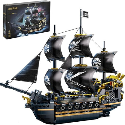 Pirate Ship Building Set for Adults &amp Kids 8-12 Black Pearl Inspired Ship Model Kit with 3-Mast Sails Collectible Pirate Boat for Display Home Office Decor Birthday Easter Gift (801 PCS)