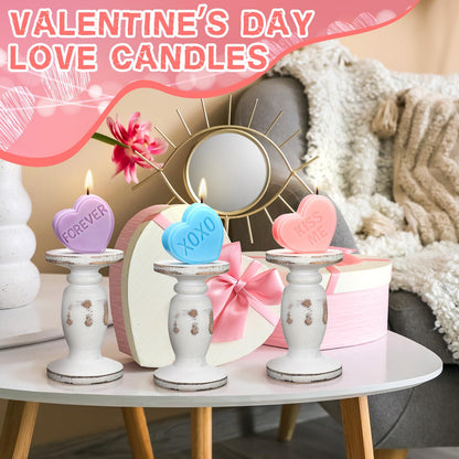 Conelist 6 Pcs Valentine's Day Conversation Heart Candle Aesthetic Unscented Handmade Candles Romantic Conversation Heart Valentine's Day Gifts for Home Wedding Decoration